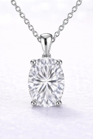 2ct Oval Cut Lab Grown Diamond Pendant in 14k White Gold