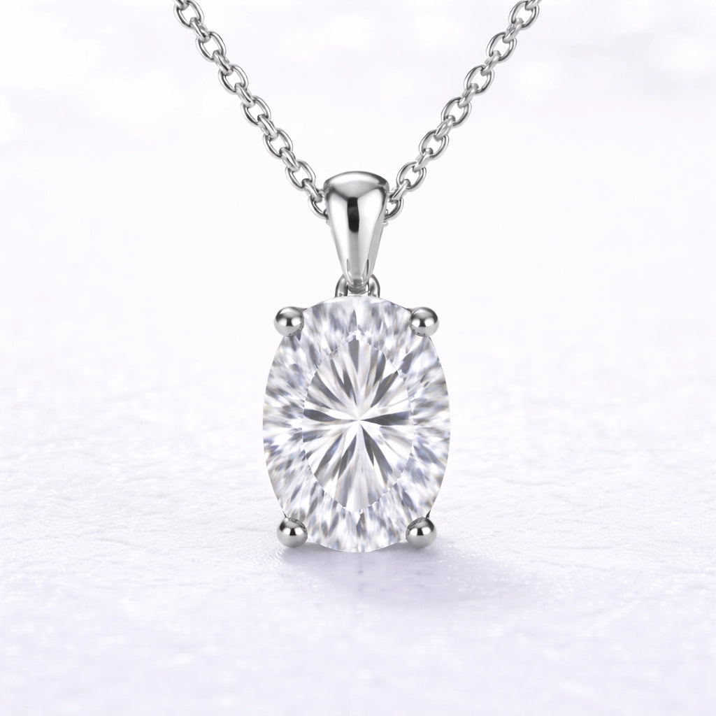 2ct Oval Cut Lab Grown Diamond Pendant in 14k White Gold
