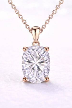 2ct Oval Cut Lab Diamond Pendant in 14k Rose Gold