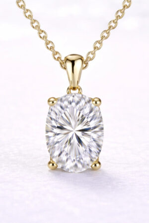 2ct Oval Cut Lab Diamond Pendant in 14k Yellow Gold