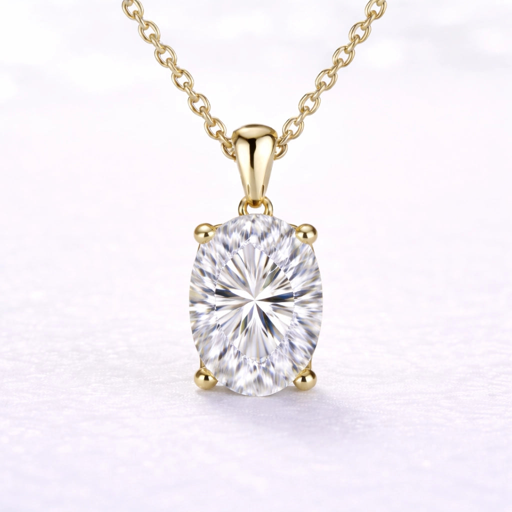 2ct Oval Cut Lab Diamond Pendant in 14k Yellow Gold