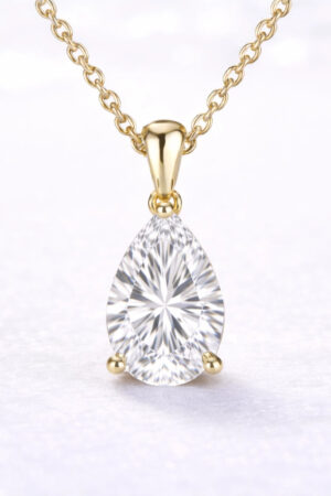 2ct Pear Cut Lab Diamond Pendant in 14k Yellow Gold