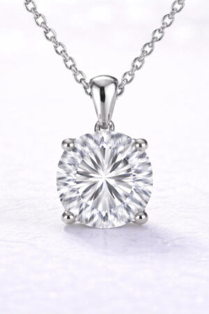 2ct Round Cut Lab Grown Diamond Pendant in 14k White Gold