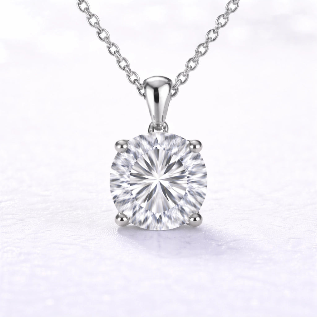 2ct Round Cut Lab Grown Diamond Pendant in 14k White Gold