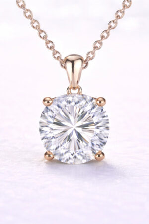 2ct Round Cut Lab Diamond Pendant in 14k Rose Gold