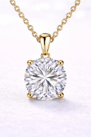 2ct Round Cut Lab Diamond Pendant in 14k Yellow Gold