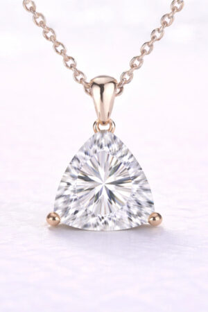 2ct Triangular Cut Lab Diamond Pendant in 14k Rose Gold