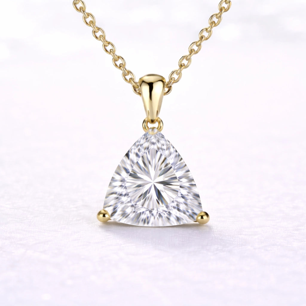 2ct Triangular Cut Lab Diamond Pendant in 14k Yellow Gold