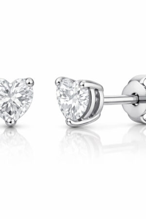 14K White Gold 4-Prong Heart Shape Lab Diamond Stud Earrings (1/4 ct. tw.)