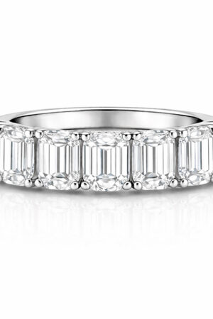 Emerald Diamond Seven Stone Band White Gold