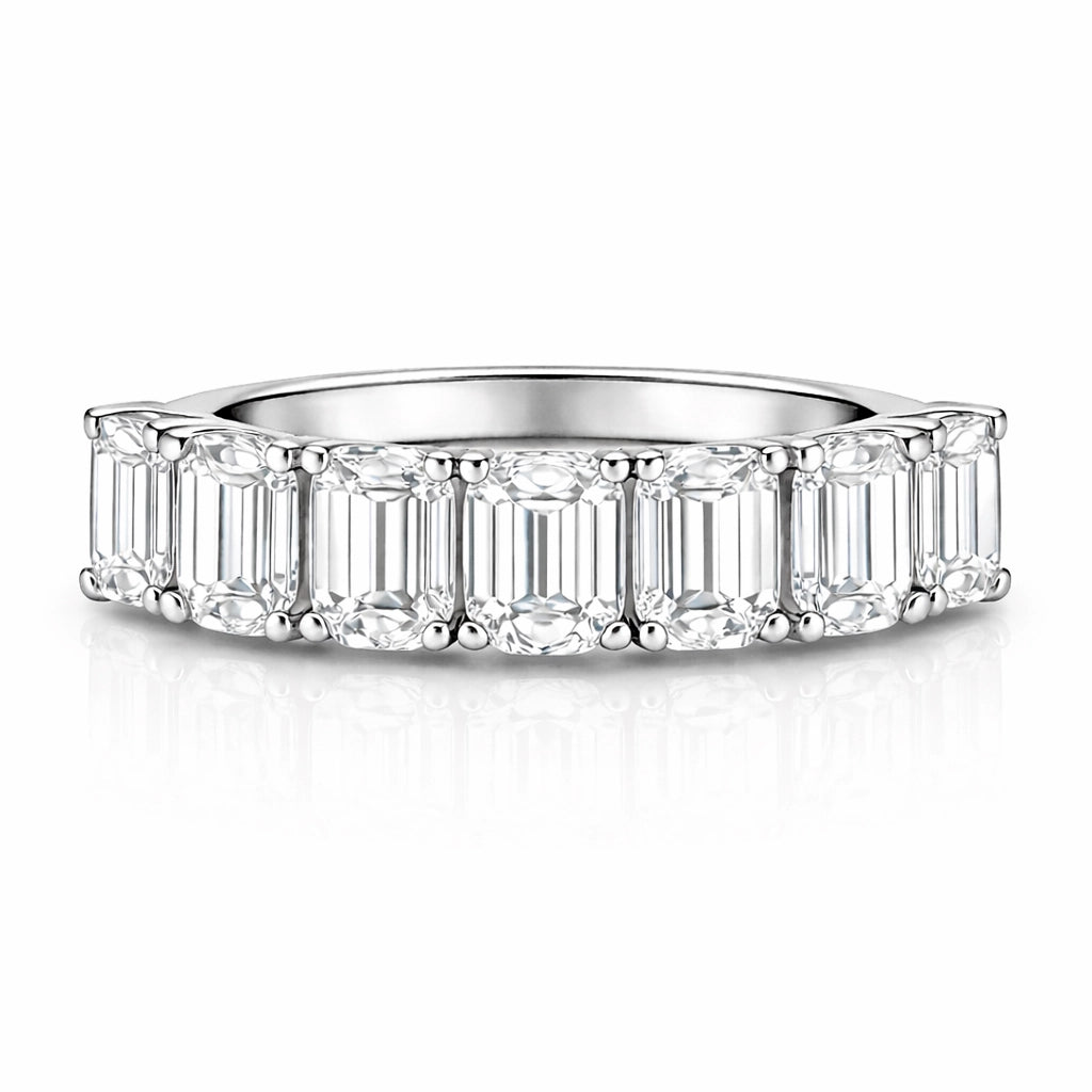 Emerald Diamond Seven Stone Band Rose Gold - Image 2