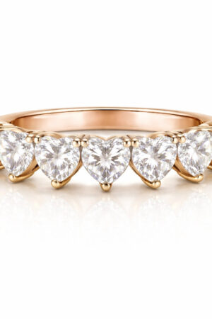 Heart Shape Diamond Seven Stone Band Rose Gold