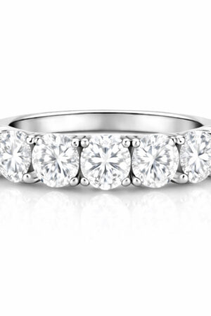 Round Diamond Seven Stone Band White Gold