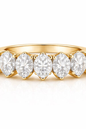 Marquise Diamond Seven Stone Band Yellow Gold