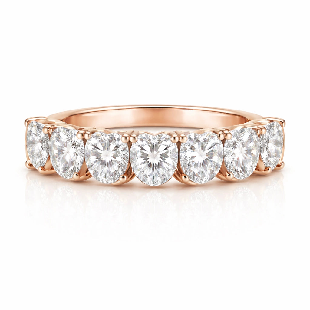 Oval Diamond Seven Stone Band White Gold - Image 3