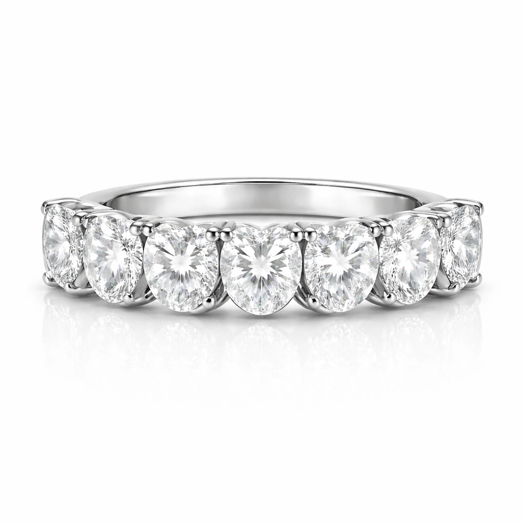 Oval Diamond Seven Stone Band White Gold