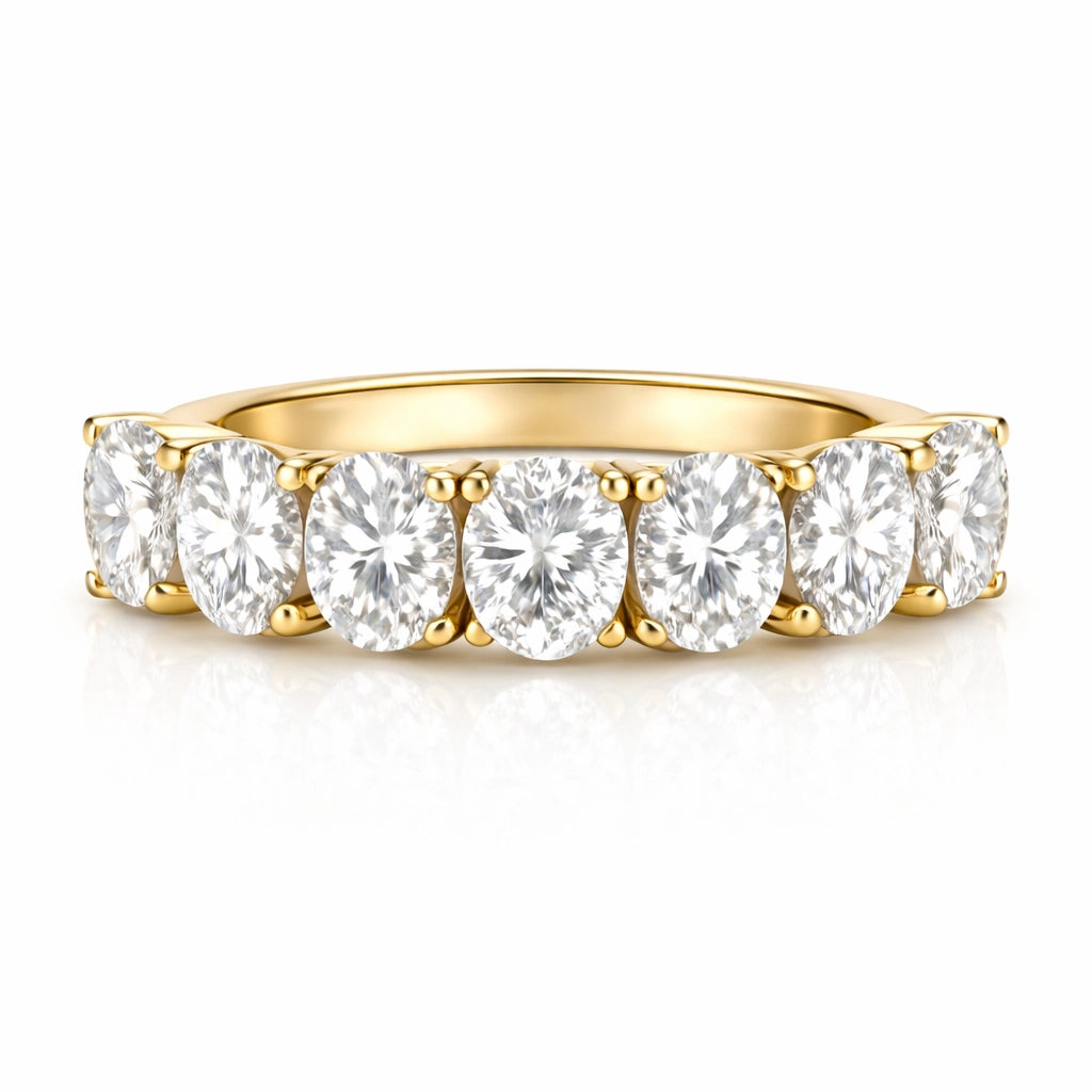 Oval Diamond Seven Stone Band White Gold - Image 2