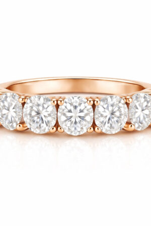 Round Diamond Seven Stone Band Rose Gold
