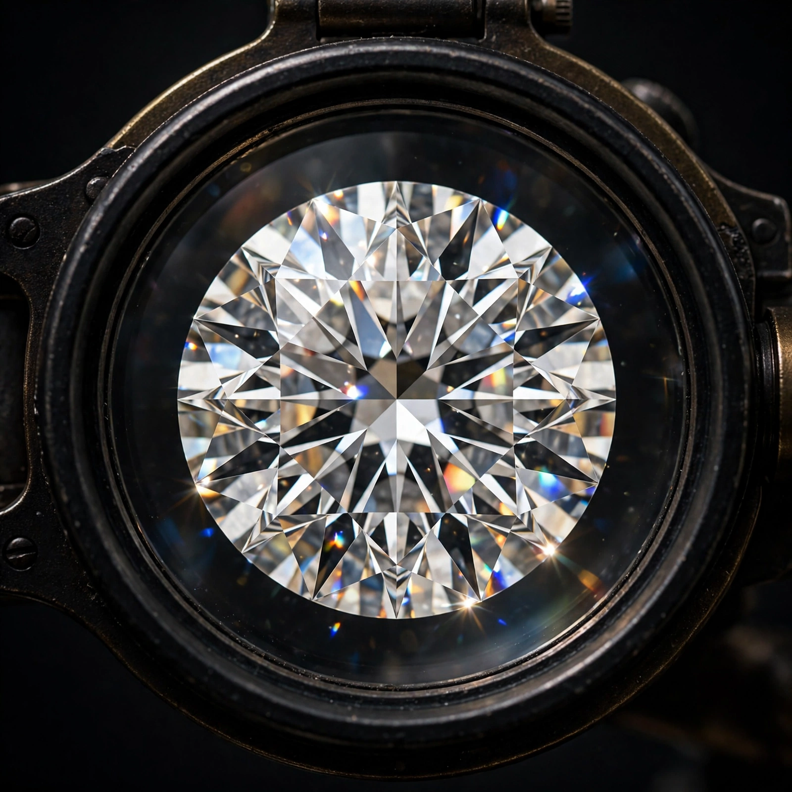 Diamond examined through a jeweler's loupe