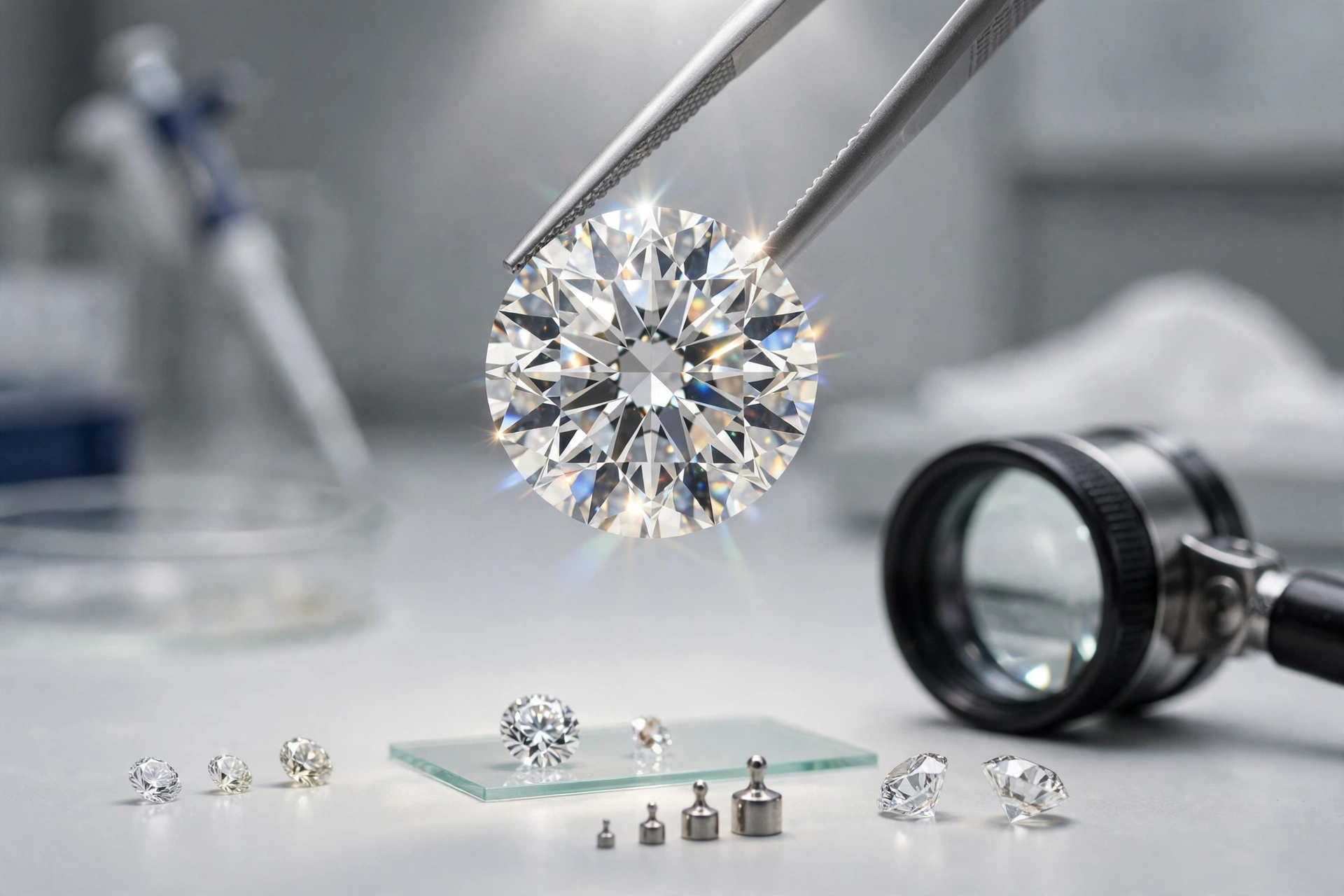 Lab grown diamond 4Cs grading loupe