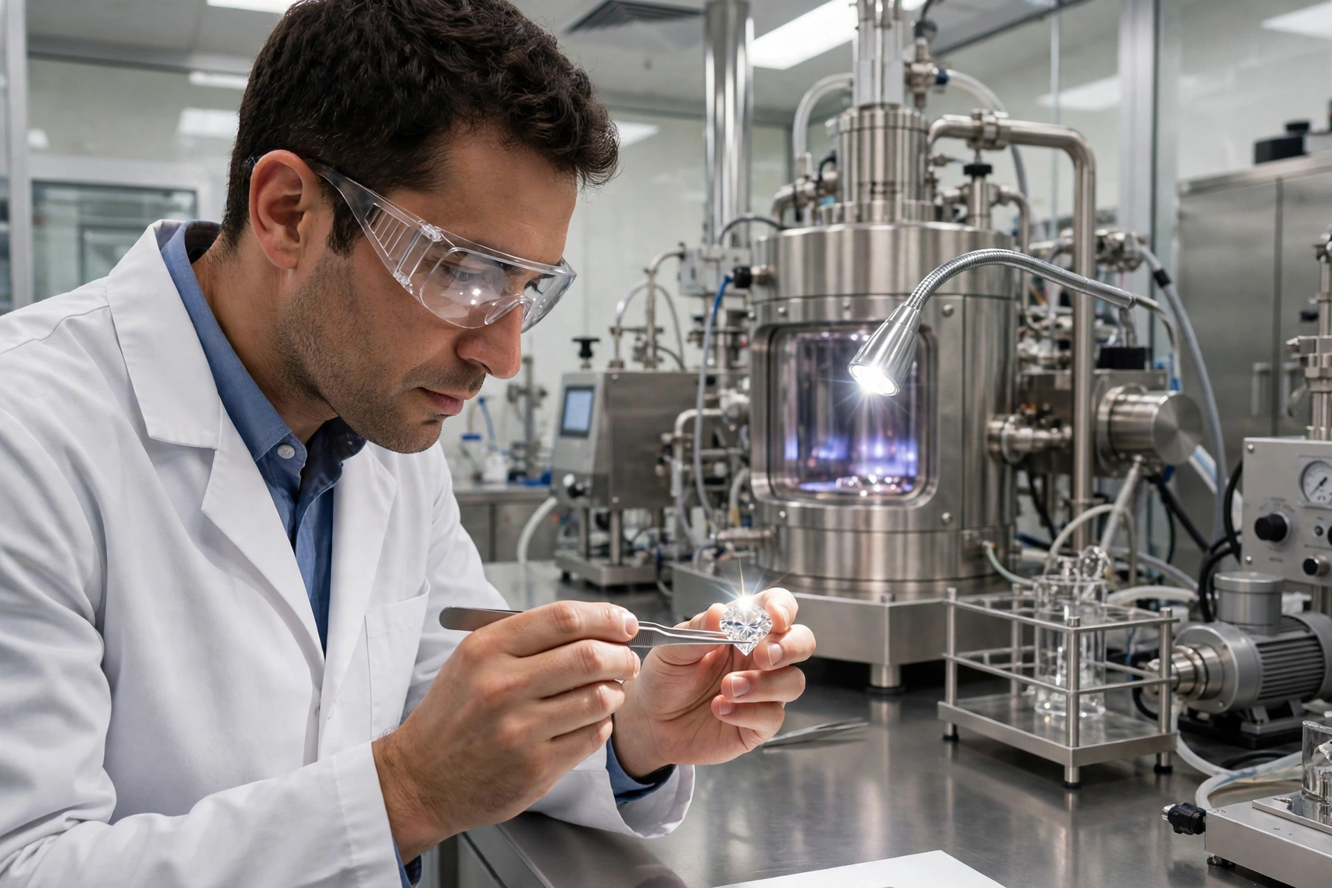 Lab grown diamond being created in a laboratory