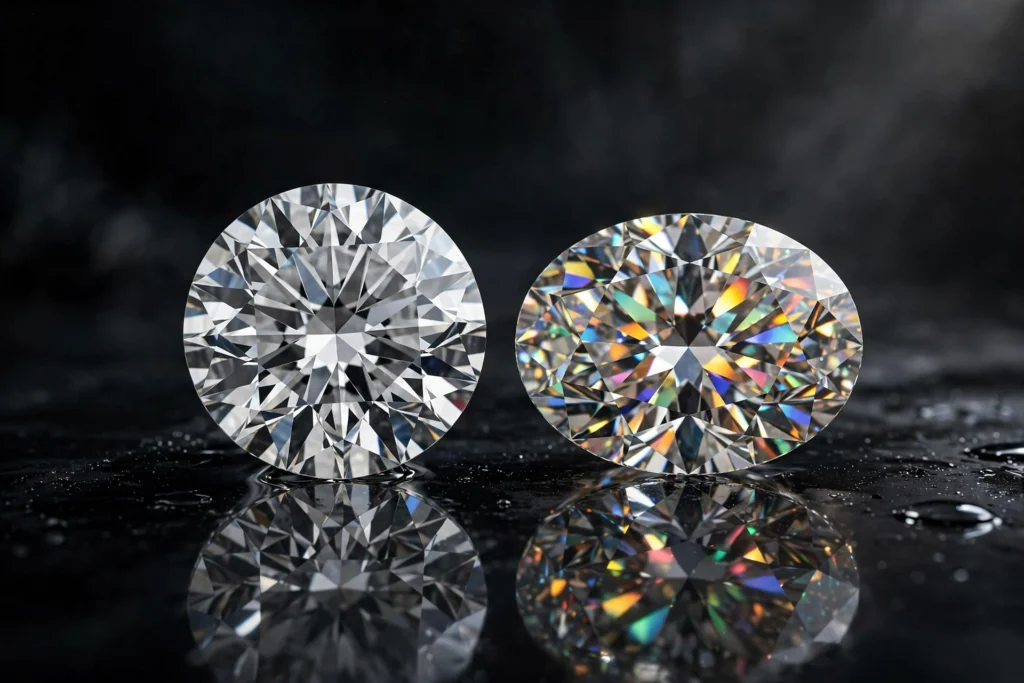 Lab grown diamond vs moissanite comparison