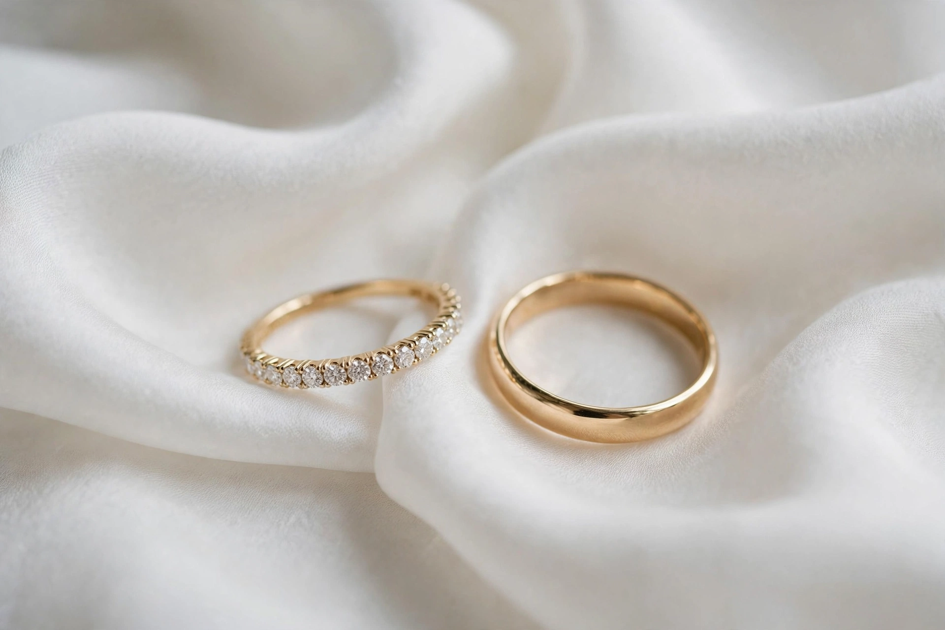Lab grown diamond wedding bands his and hers